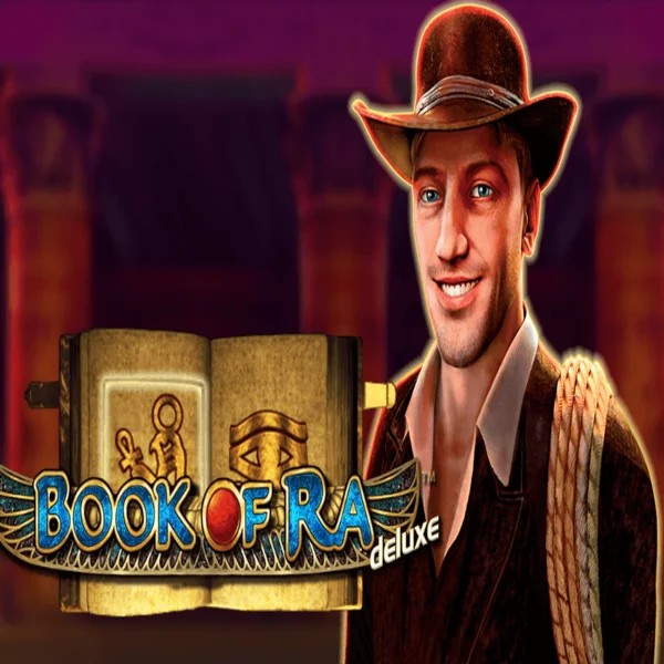 Book of Ra Deluxe logo by Novomatic at Vegazone Casino